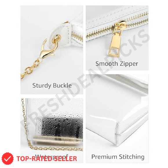 Clear Stadium Crossbody Purse Transparent PVC Handbag Chic Minimal Concert - Picture 5 of 8